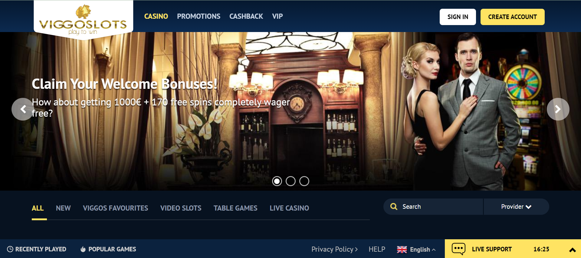 Viggoslots Homepage Screenshot