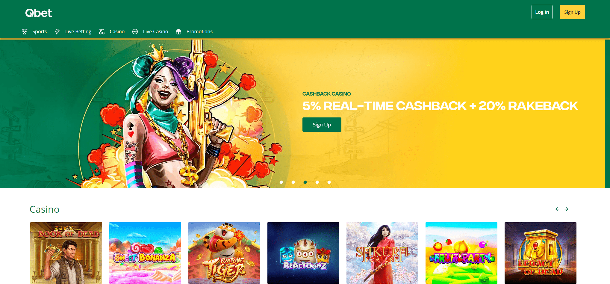QBet Casino Homepage